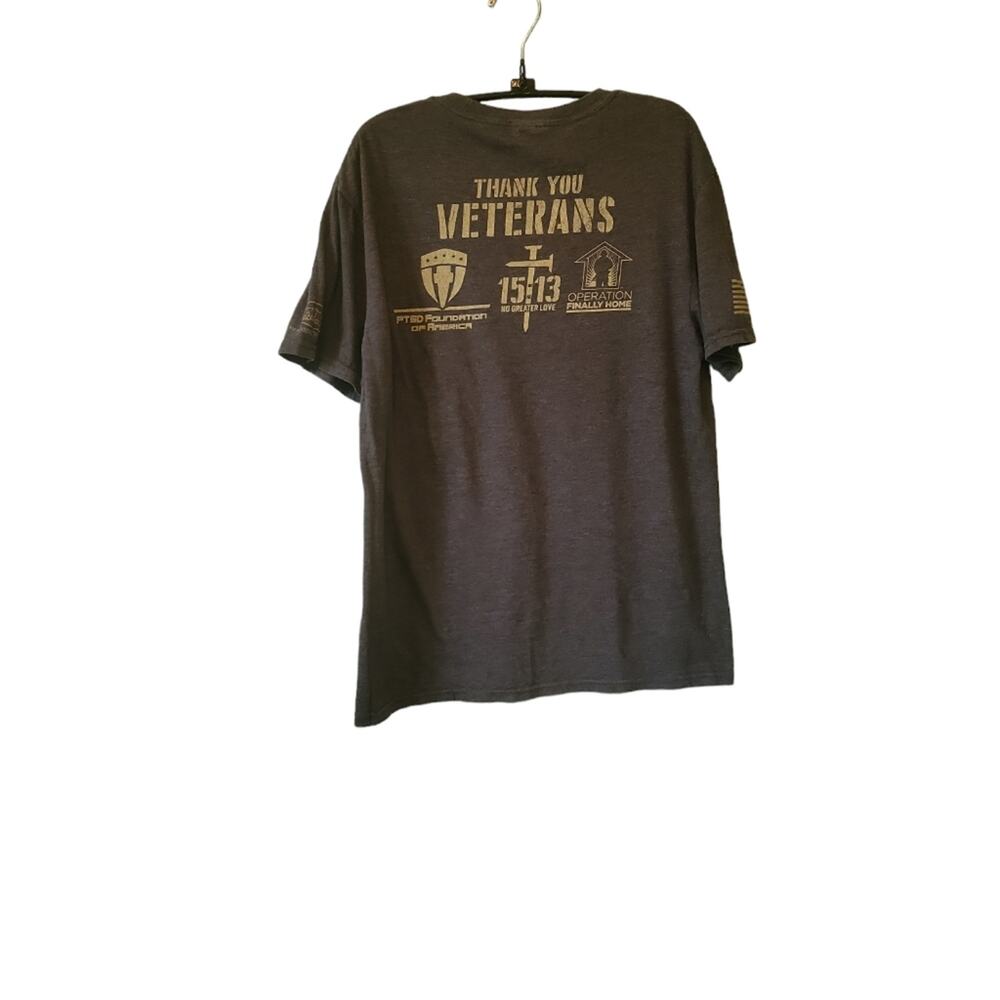 Thank You Veterans TShirt Unisex Christian Gray No Greater Love Sz Small - Picture 1 of 3